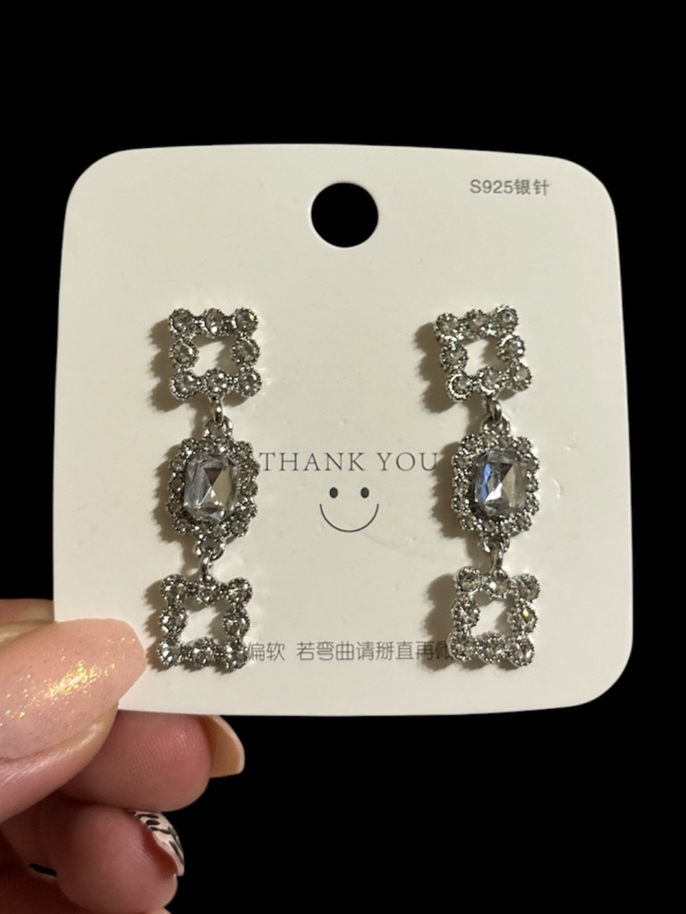 Silver tone Crystal Drop Earrings - Sparkling Dangle Earrings